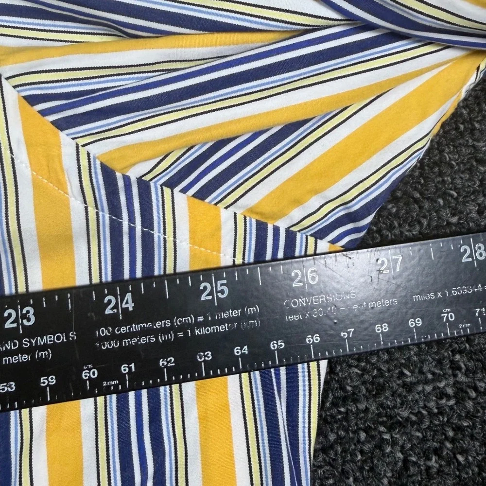 Polo Ralph Lauren Stanton Classic Fit Shirt Mens XL Yellow Blue Striped Long Slv